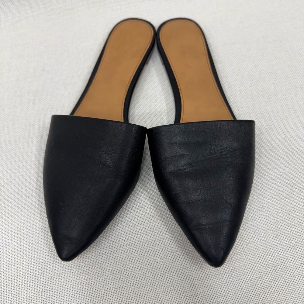 J. Crew pointed toe Black Leather Women's Mules